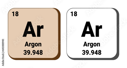Ar, Argon element vector icon, periodic table element. Vector illustration EPS 10 File. Isolated on white background.