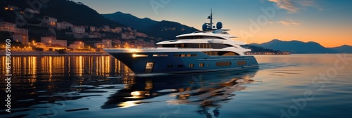 Luxury yacht cruising in sea, Travel concept.
