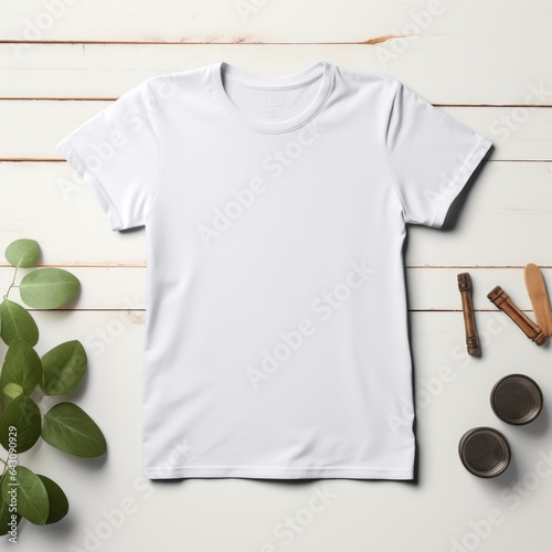 Blank t shirt mockup. Template blank shirt top view. background with composition frame. AI Generative.