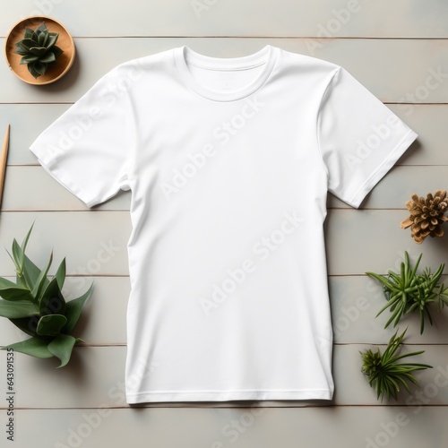 Blank t shirt mockup. Template blank shirt top view. background with composition frame. AI Generative.