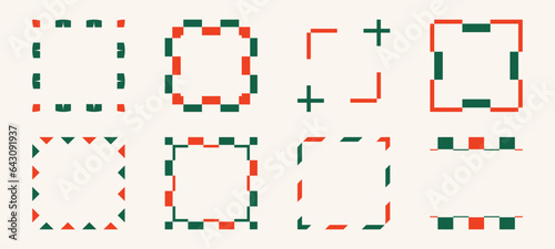 Set of Christmas frames and borders - Trendy abstract square winter holidays art templates. -- good for social media posts, posters, prints or greeting cards.