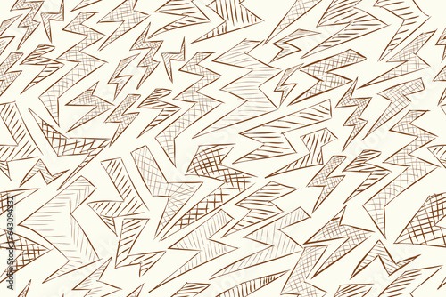 lightning doodles, sparkling decorations. Simple sketch line style emphasis, thoughtfulness, pattern elements. Vector illustration.