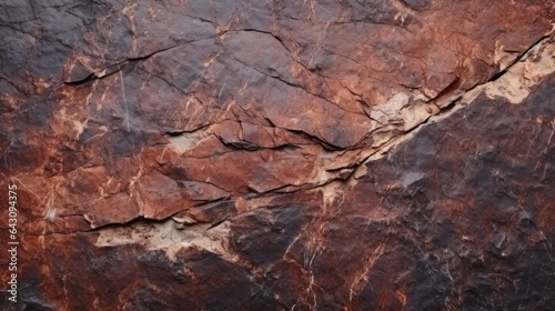 Dark red orange brown rock texture with cracks. Close-up. Rough mountain surface. Stone granite background for design