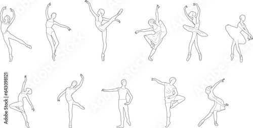 Line Drawing of Ballet Dancer Male Female
