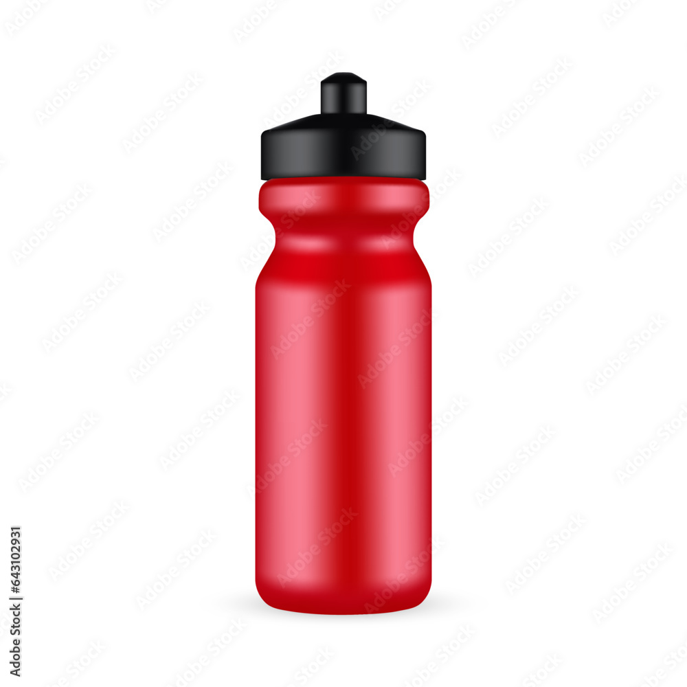 Red Plastic Sports Bottle Mock Up, Isolated on White Background. Vector Illustration Red Plastic Sports Bottle Mock Up, Isolated on White Background. Vector Illustration