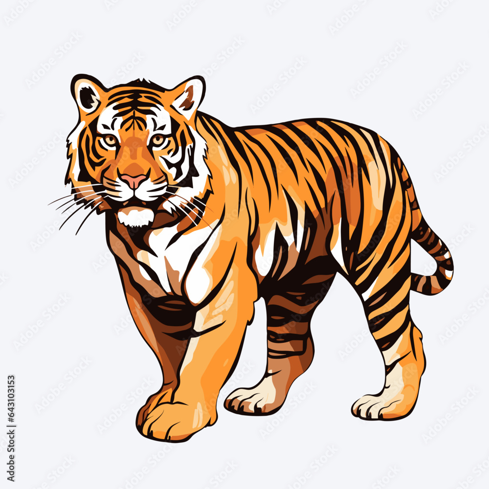 Tiger logo vector sticker - Cute Tiger illustration Clipart