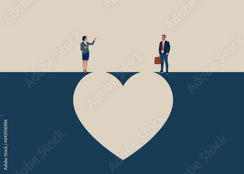 Symbol of love message. Valentines day concept. End of relationship. Vector illustration.