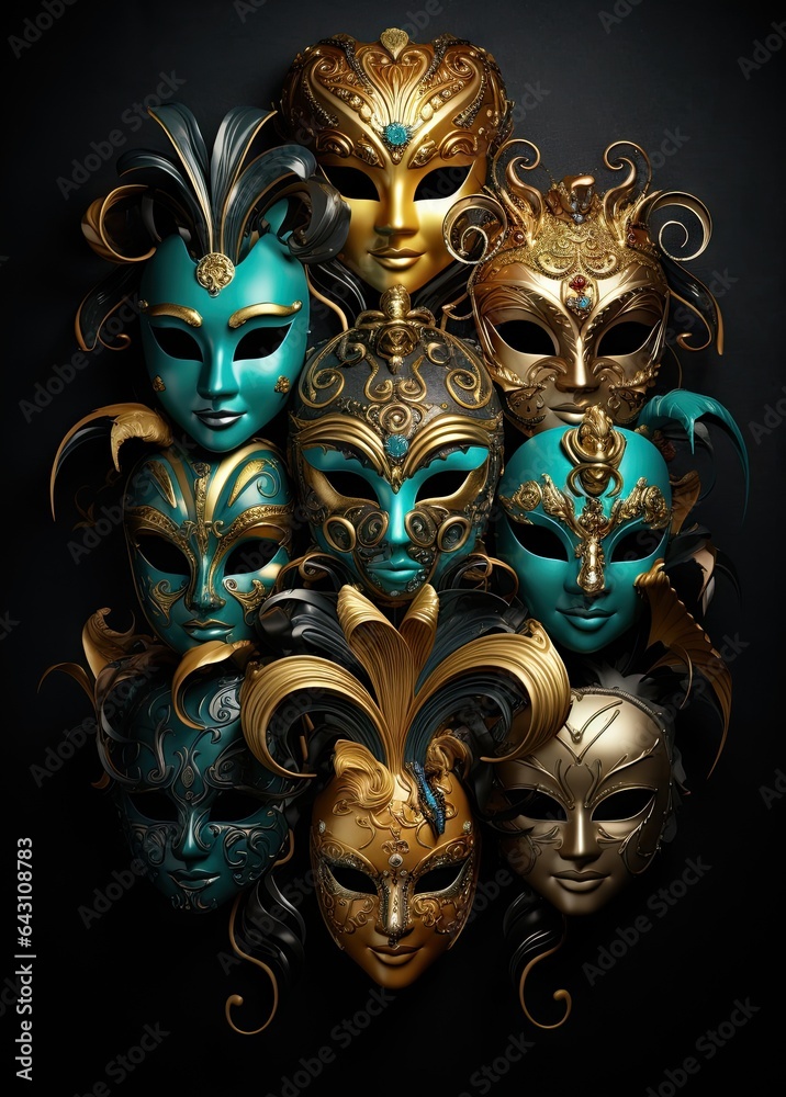 many different colored carnival masks on a dark background stock photo many different colored carnival masks on a dark background stock photo