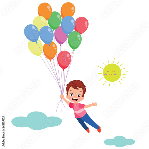 Happy children and colorful balloons