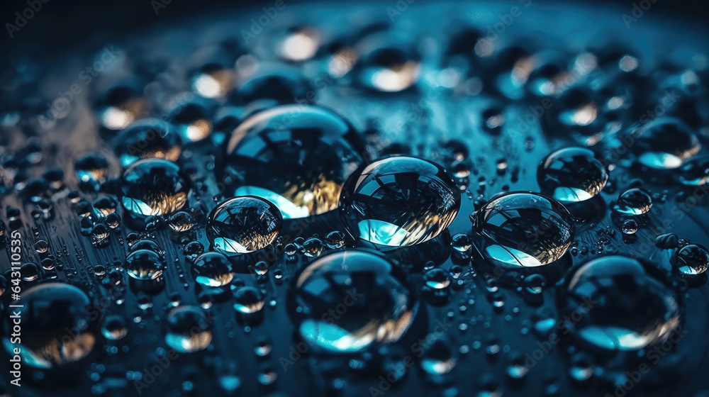 Blue water drops background.