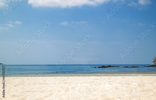 Natural landscape view of a beautiful tropical beach and sea on a sunny day. Beach sea area.