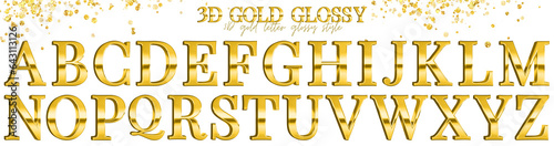 3D gold letter glossy A-Z uppercase