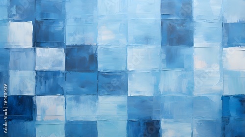 Oil Paint Texture in blue Colors with overlapping Squares and visible Brush Strokes. Artistic Background 