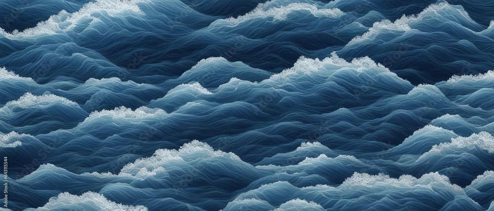 Abstract blue waves in the ocean in drawing style Abstract blue waves in the ocean in drawing style