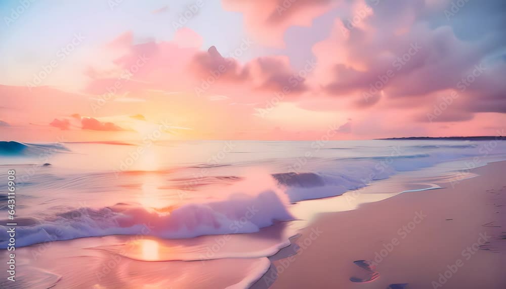 Beautiful beach background video at sunset with a sky, enhanced with a soft-focus, great for subtle background videos