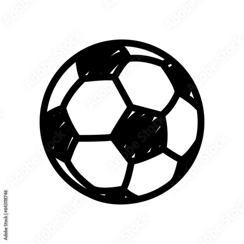 Hand drawn soccer ball doodle line icon