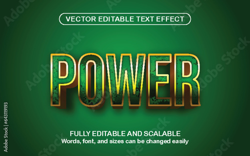 Power 3d editable text effect with green background