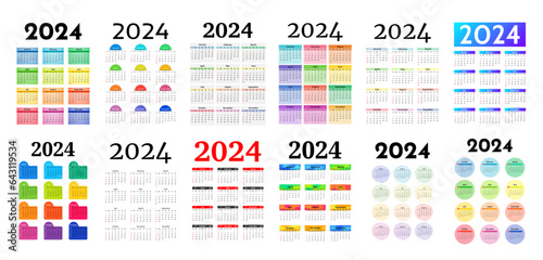 Calendar for 2024 isolated on a white background