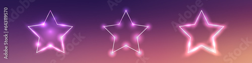 Set of neon frames with shining effects