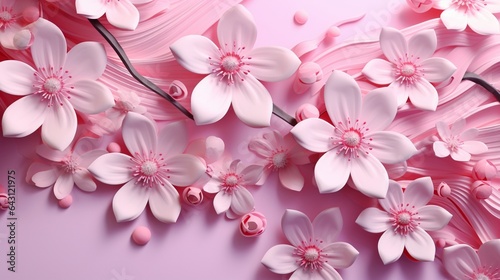 3D Illustration of beautiful pink flowers 3d background 3D Wallpaper-ILLUSTRATION