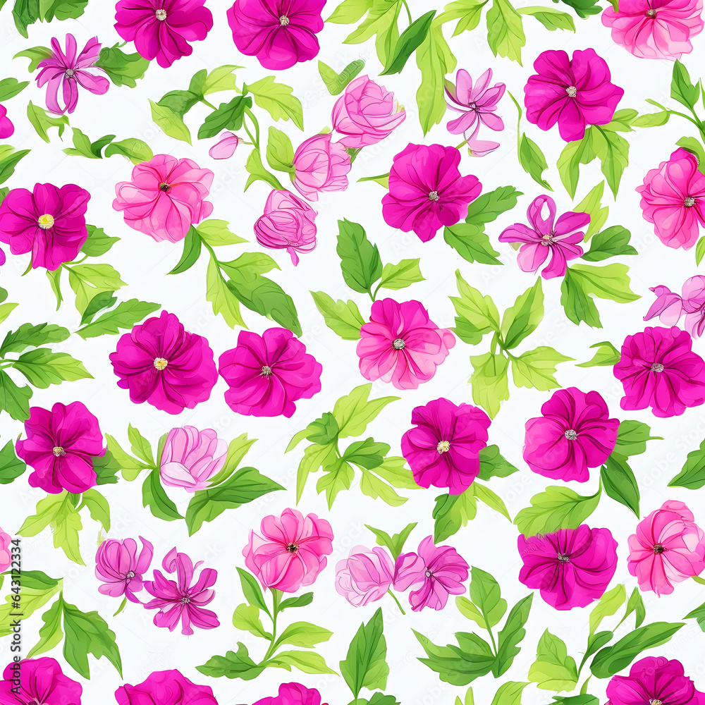 Elegant colorful seamless pattern with botanical floral design illustration. pretty floral fabric features large multi-colored flowers background. Generative Ai 
