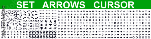 Set arrow icons, universal big collection different arrows sign, set different cursor arrow direction symbols in flat style, black arrows icons – vector © dlyastokiv