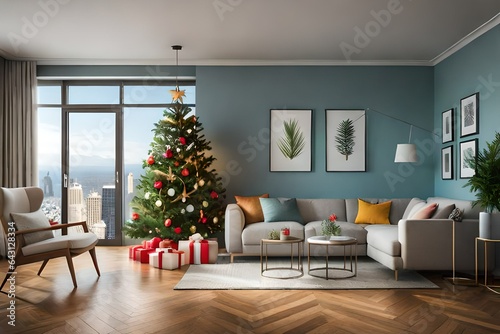 christmas tree with gifts and decorations  generated by AI © muhammad