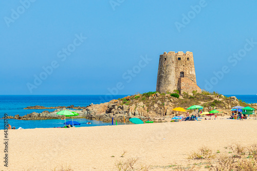 Fototapeta Naklejka Na Ścianę i Meble -  Tower of Barisardo beach in Sardinia, Italy