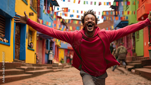 Happy man in the street Lifestyle in Colombia