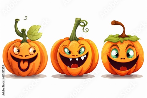 set of funny halloween pumpkins. 