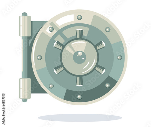 Close safe box bank money deposit isolated on white background. Vector flat graphic design illustration
