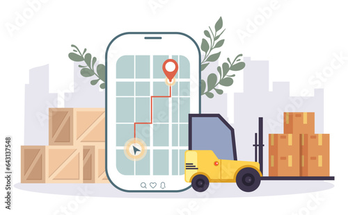 Online delivery logistic service app web ecommerce concept. Vector flat graphic design illustration