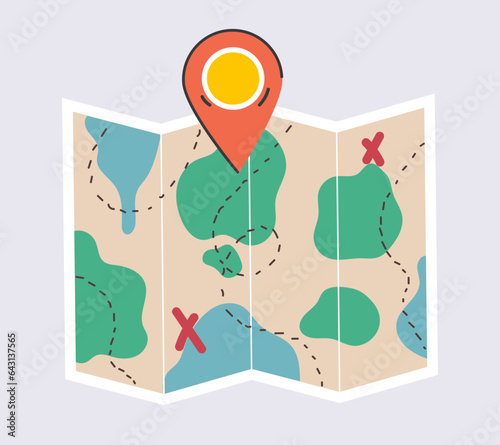 World map travel pin paper globe mockup point isolated concept. Vector flat graphic design illustration