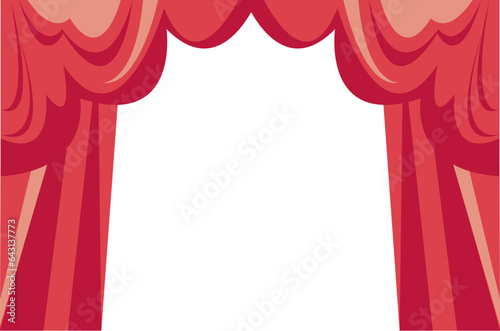 Curtain theater stage movie show text place concept. Vector flat graphic design illustration
