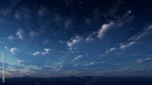 sky at night with stars, clouds, blue and purple gradient, space, galaxy, observing the stars, astronomy, night sky environment, background, dark, sunset, sunrise © Ncorp