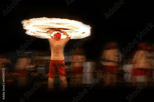 Motion Blur Long Exposure Photography Of Fire Ball Dancers At Kandy Esala Procession In Kandy, Sri Lanka. This Historical Parade Is Held Annually To Pay Homage To The Sacred Tooth Relic Of Lord Buddha