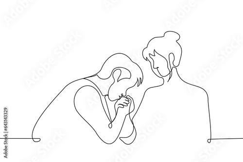 Foto man kissing woman's hand - one line art vector