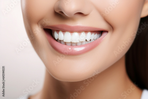 Generative AI concept close up cropped photo of woman mouth with perfect white bright smile and healthy teeth