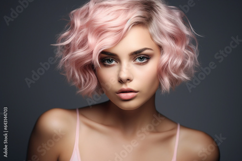 Generative AI portrait picture of young attractive blond hairdo female glamorous style