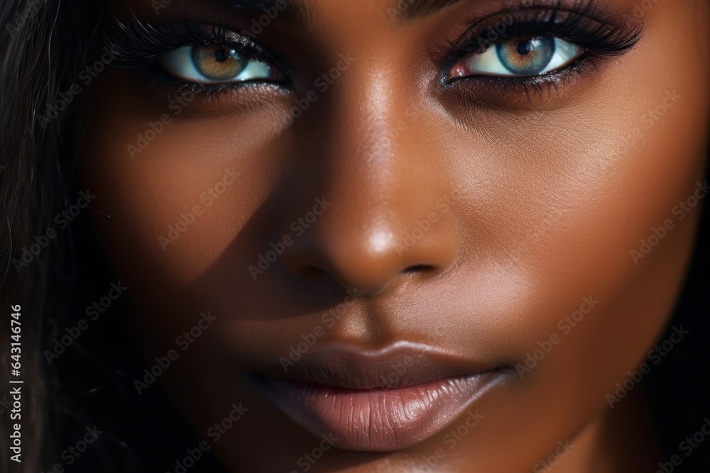 Close-up portrait of a beautiful dark-skinned girl