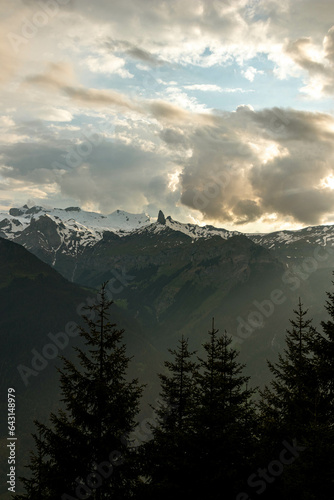 The Swiss Alps with Mountains in the background in Switzerland in Summer © suraju