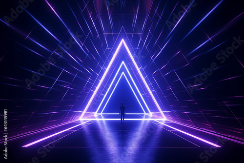 Generative ai collage image picture of mysterious neon light portal in triangle shape