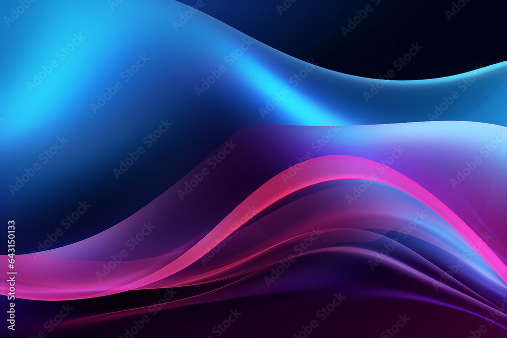 Digital image poster with glowing neon colors fantasy curves moving waves lines created with generative ai Digital image poster with glowing neon colors fantasy curves moving waves lines created with generative ai