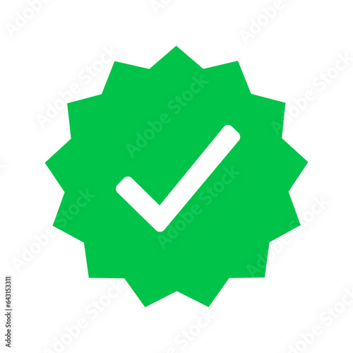 Whatsapp verified profile badge. Green verified whatsapp account icon. Social media account verification icon. Green check mark sign. Guaranteed safety person sign. Approved tick profile - vector