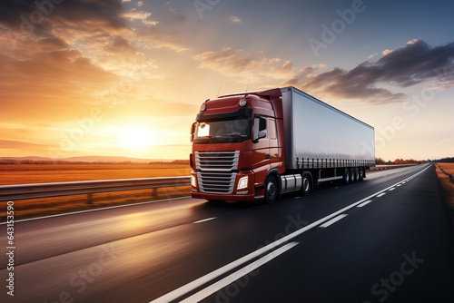 Evening Freight Transport: Large Truck on Road