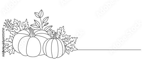 Pumpkin line art style vector illustration