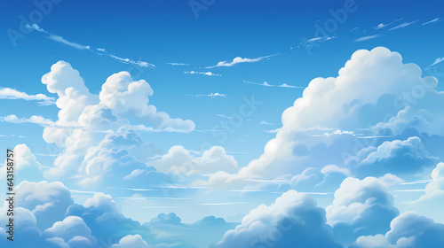 hand drawn cartoon beautiful sky blue sky white clouds illustration background  © 俊后生