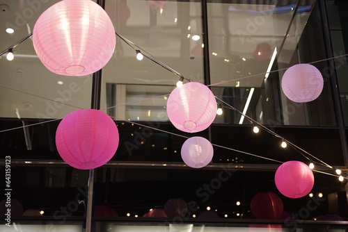Red and pink chinese lanterms for moon new year in a street of China town (Washington DC USA)