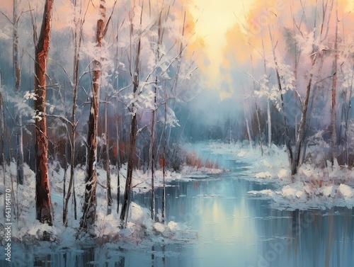 Winter's Elegance, frosty beauty, delicate icicles, calm majesty, made with Generative AI