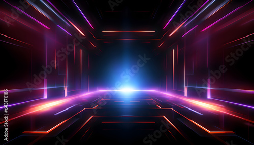 Futuristic Background Banner with Neon Lights - Generativ AI